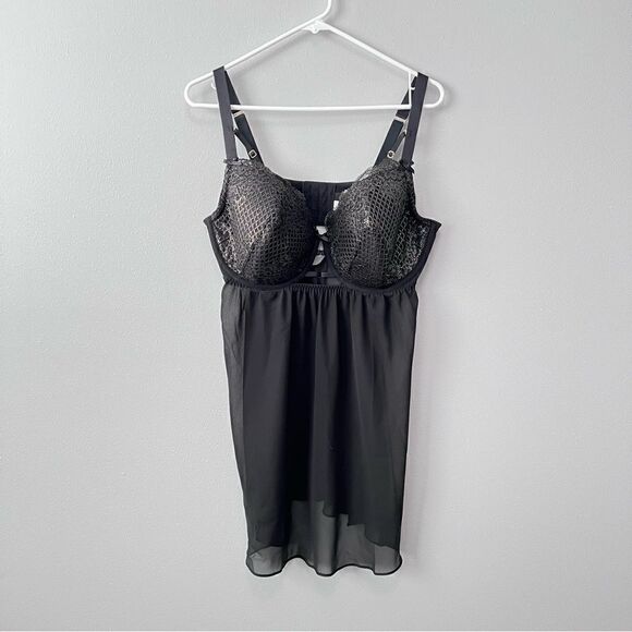 Cacique Metallic and Sheer Babydoll Lingerie Size 40 DDD  NWOT! - Picture 1 of 11